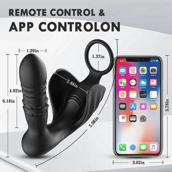 Wearable 9 Thrusting Modes Remote Control Anal Vibrator With Cock Ring