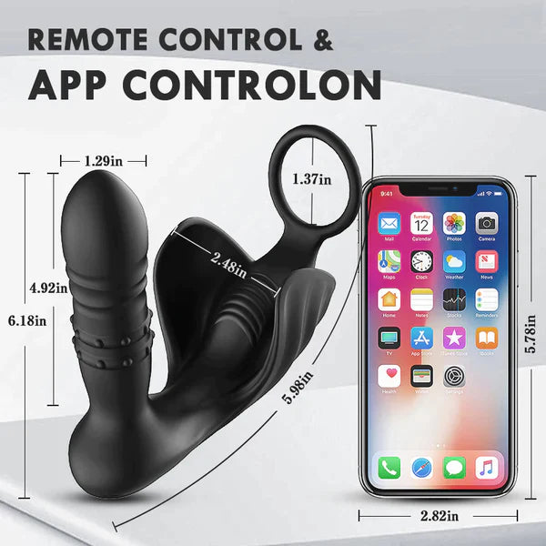 Wearable 9 Thrusting Remote Control Anal Vibrator With Cock Ring