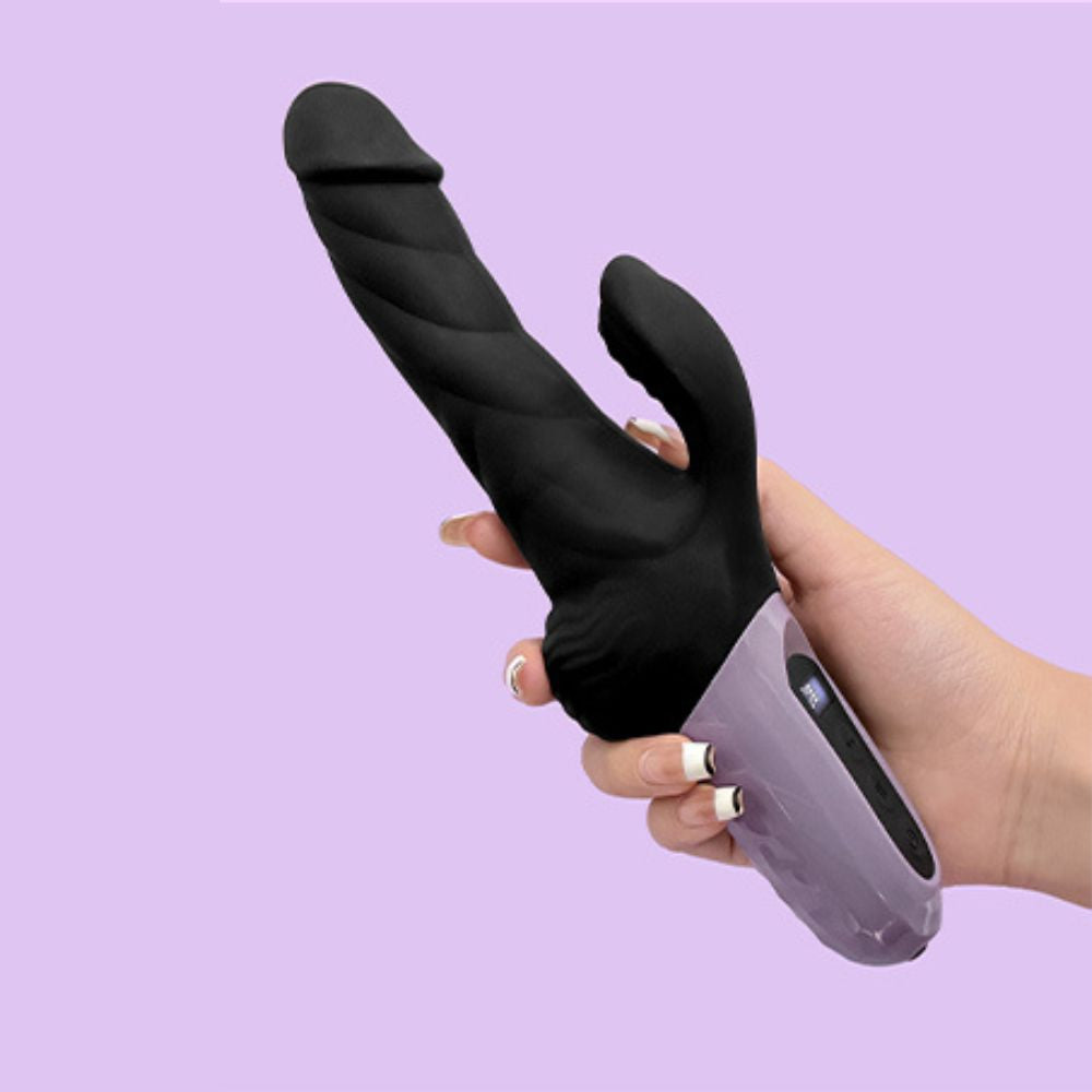 LED Screen Display Silicone G Spot Rabbit Vibrator with 9 Thrusting & 9 Vibrating Modes 9.8 Inch