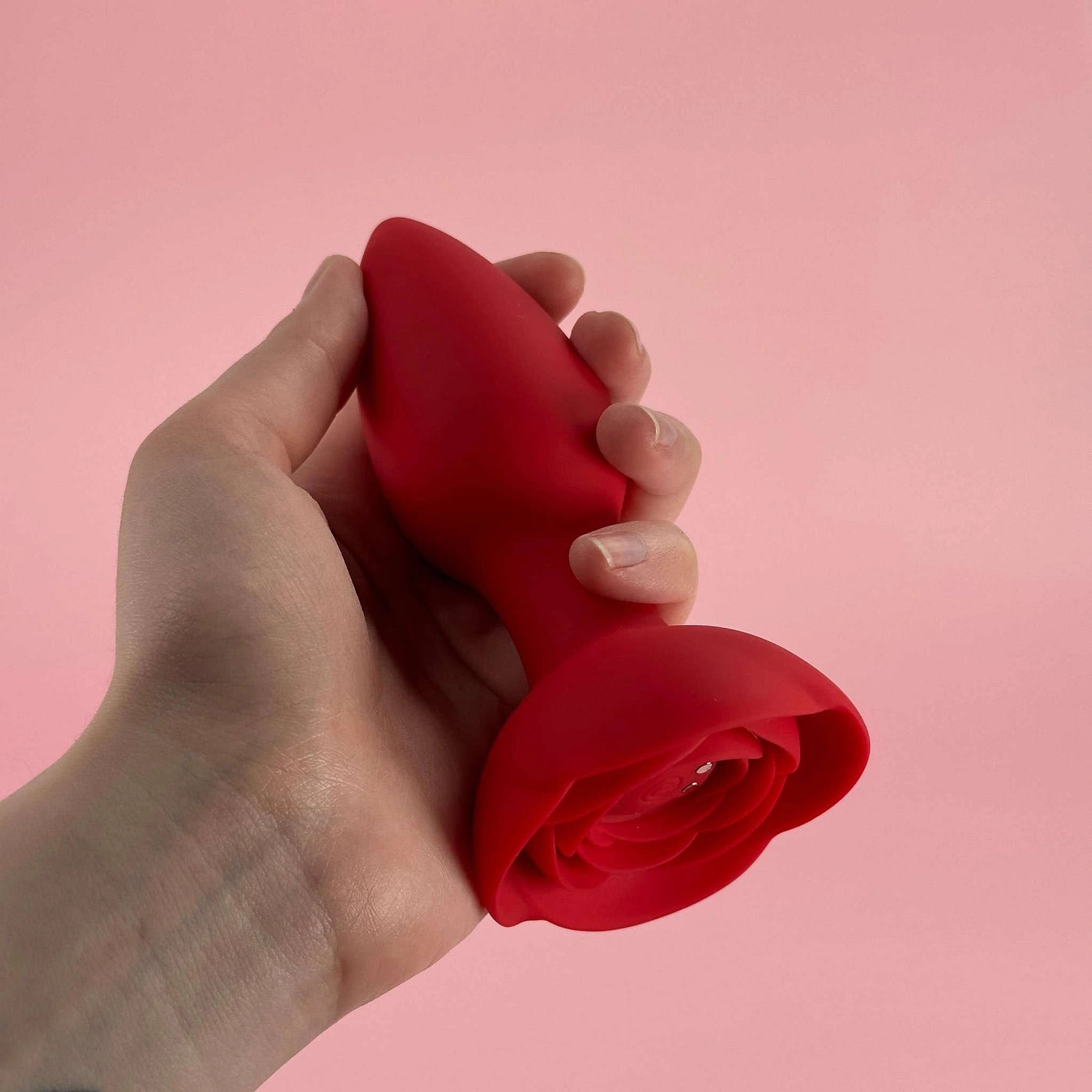 Vibrating Rose Glow Butt Plug with Remote Control 3.9 Inch