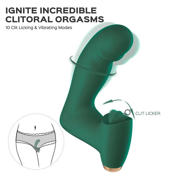 Dual-Ended Design Clit Licking & Tapping G-spot Vibrator