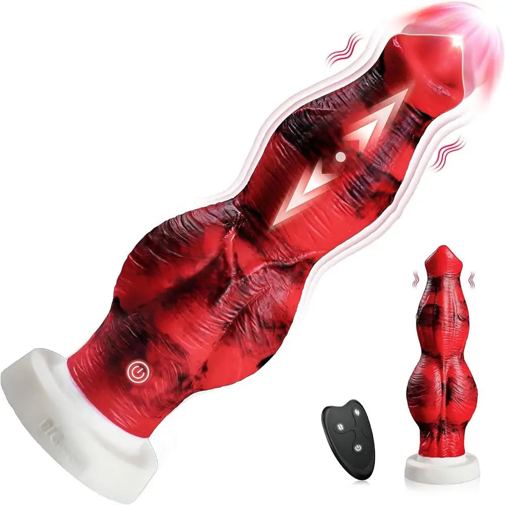 10 Inch Thrusting Vibrating Playful Knotted Dildo