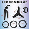 Rabbit Stimulating & Triple Ultra Soft Silicone Cock Ring, O-Ring Set (5 Pack)