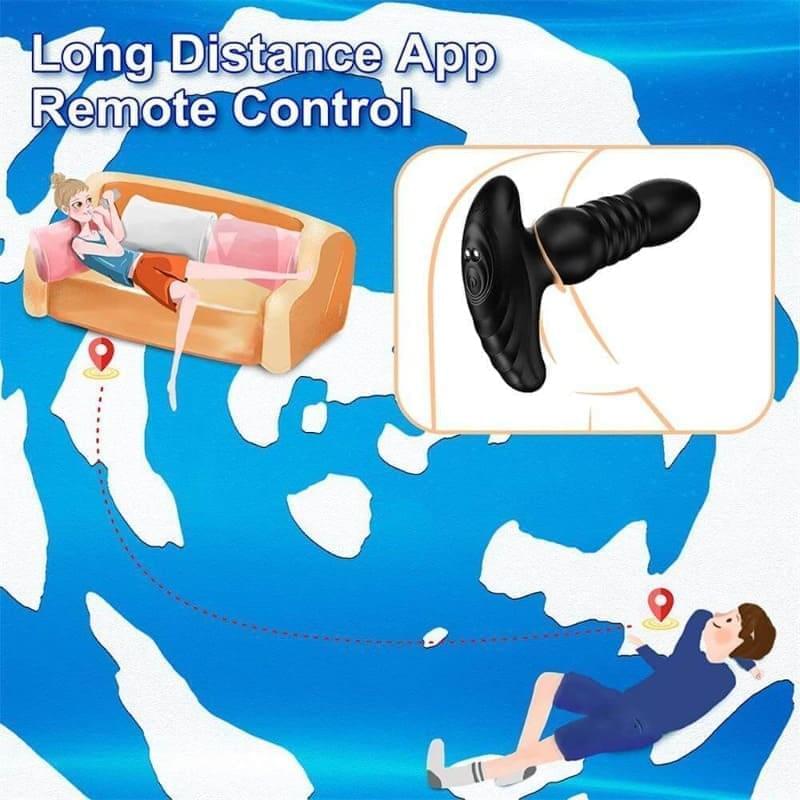 App Control Anal Plug Vibrator with 9 Thrusting & Vibrating Modes