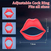 Male Erection Enhancing Red Lip Shaped Vibrating Silicone Penis Ring