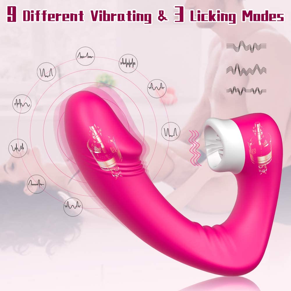 Clitoral Licking Vibrator | Licking Vibrator with Dildo | Adorime