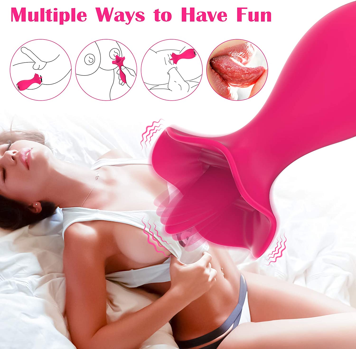 Rechargeable Licking Rose Toy | Licking Rose Vibrator | Adorime