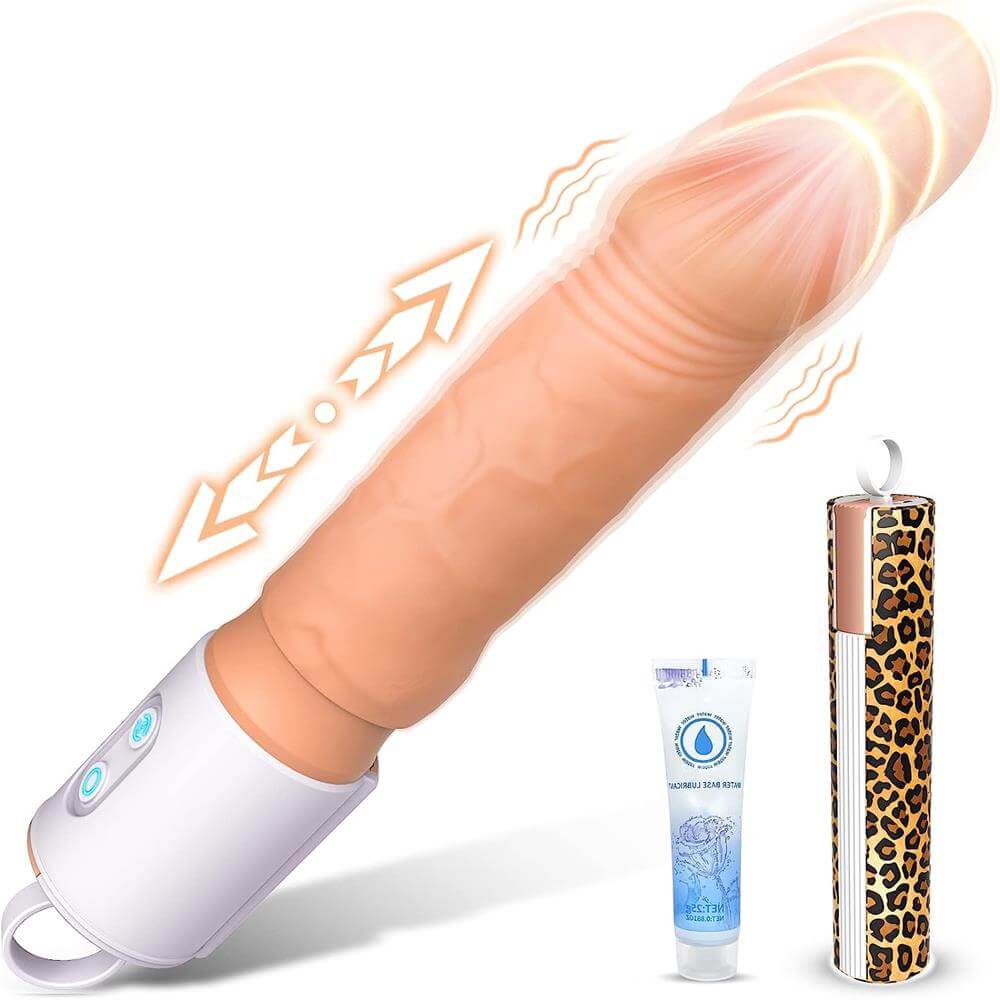 8 Inch Thrusting & Vibrating Realistic Dildo Stimulator