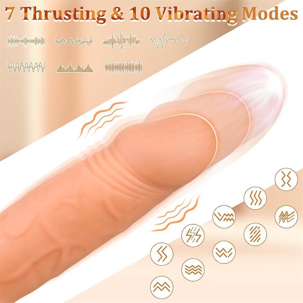 8 Inch Thrusting & Vibrating Realistic Dildo Stimulator