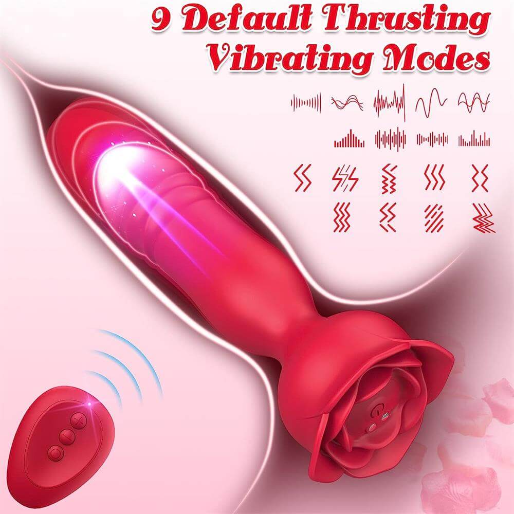 APP Control Rose Stimulator Thrusting Anal Vibrator