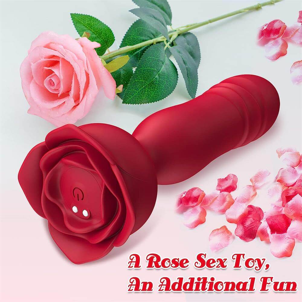 APP Control Rose Stimulator Thrusting Anal Vibrator