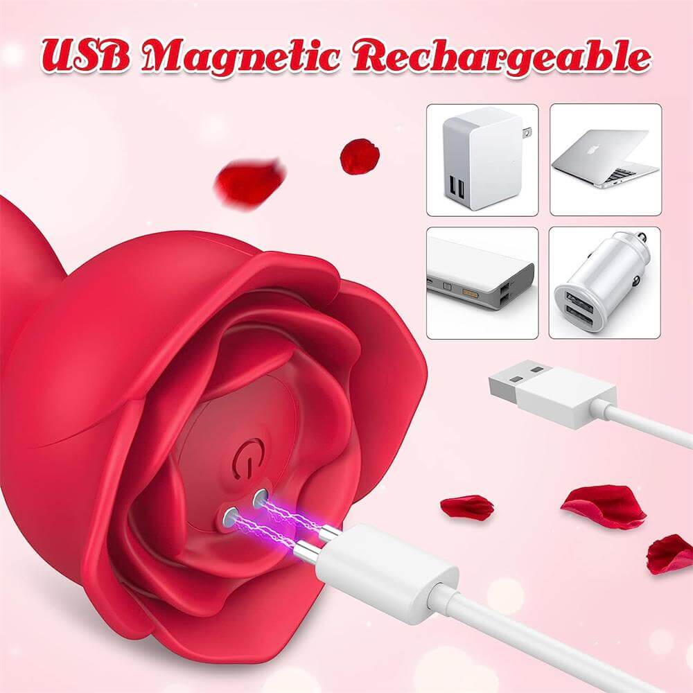 APP Control Rose Stimulator Thrusting Anal Vibrator