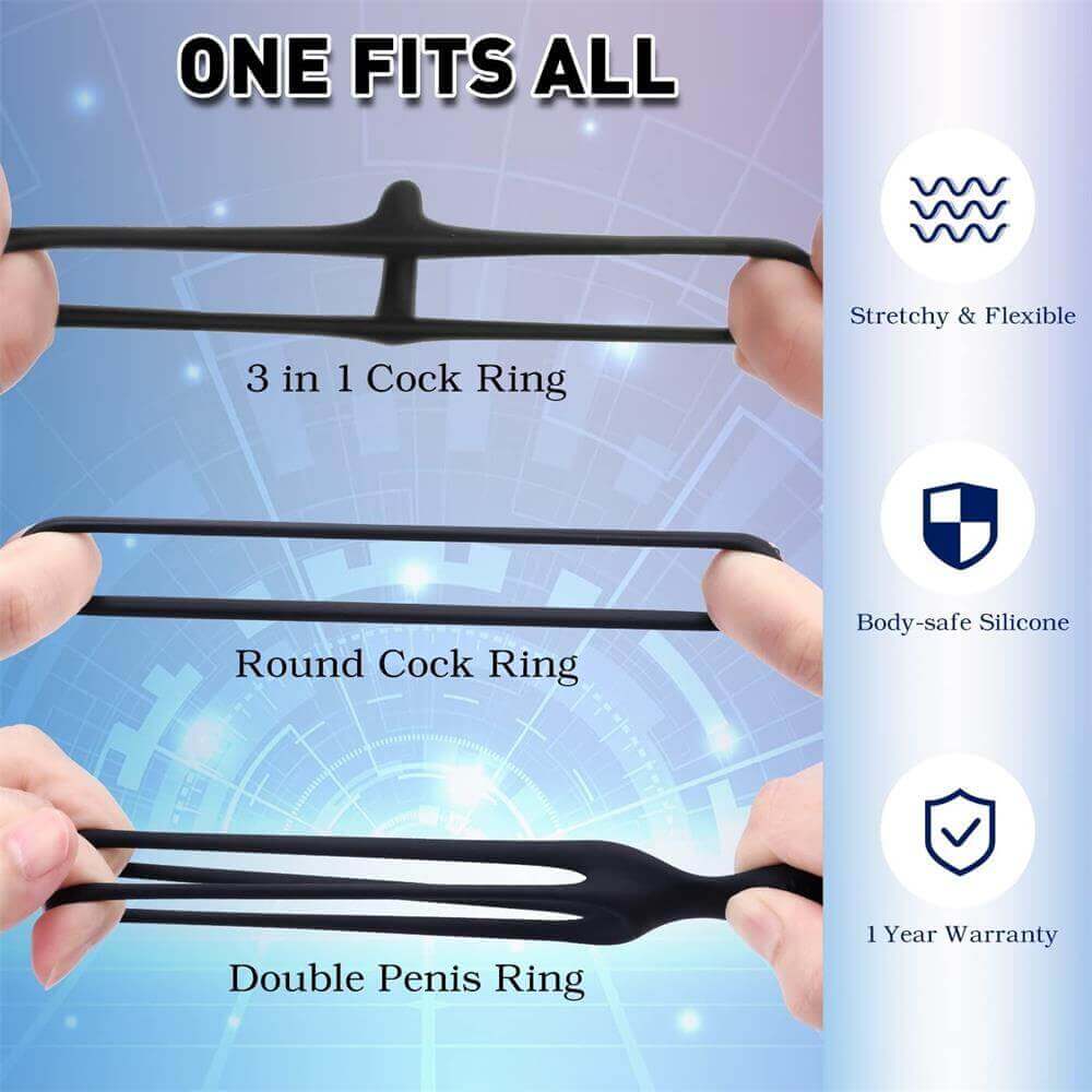 Silicone Penis Ring for Men, Adorime 3 in 1 Ultra Soft Stretchy Cock Ring,  Sex Toy for Men, Luminous