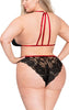 Plus Size Lingerie Set, Strappy Bralette Harness Panty Lace