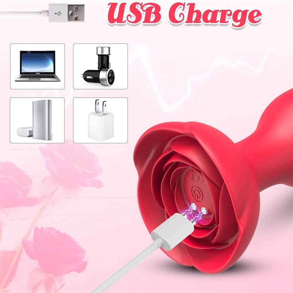 Rose Butt Plug Toy | Red Silicone Butt Plug | Adorime