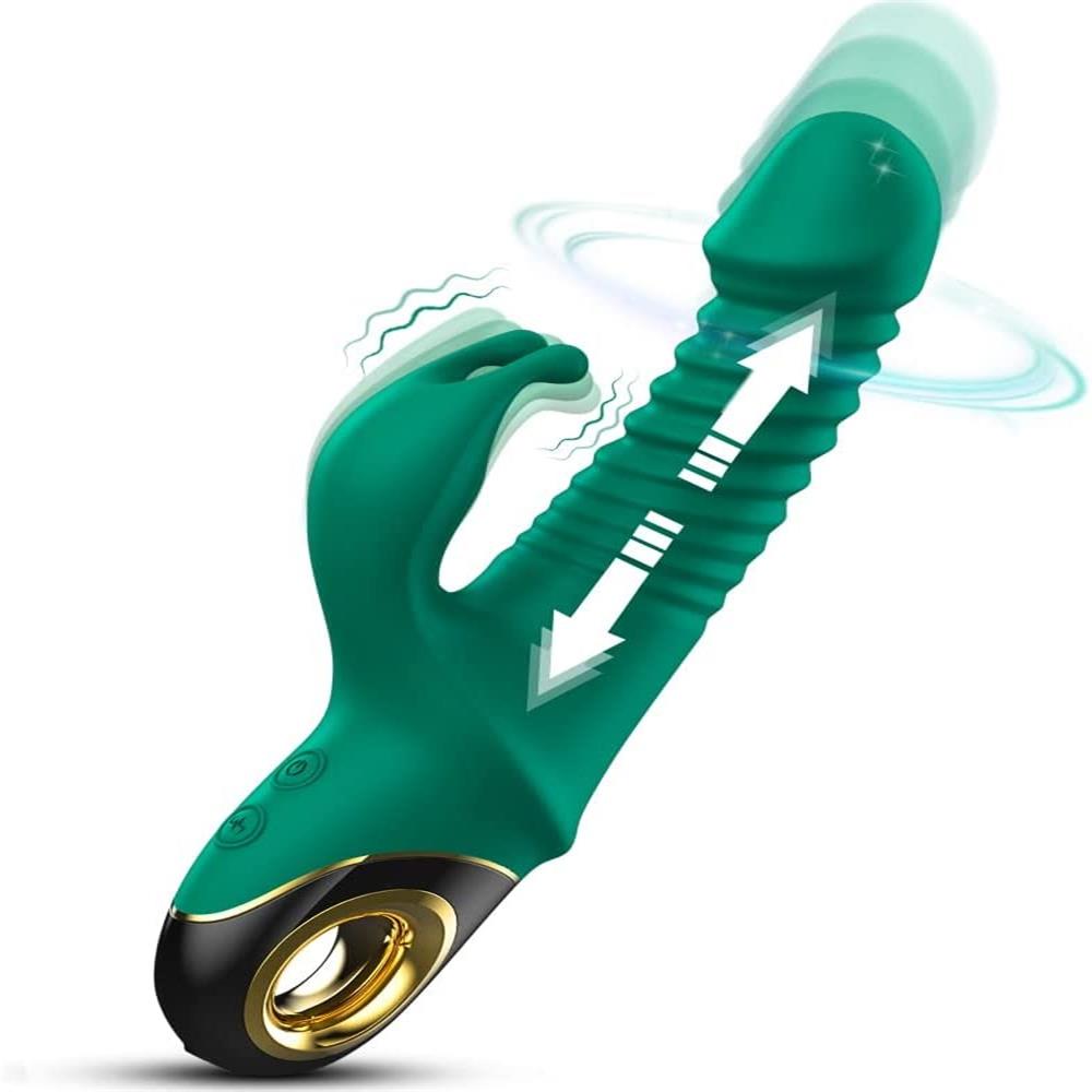 Hypnotic Bunny Smooth - Thrusting Dual Vibrator with 9 Vibrating & 5 Telescopic Modes