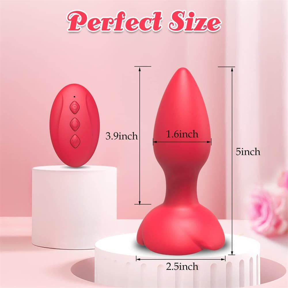 Rose Butt Plug Toy | Red Silicone Butt Plug | Adorime