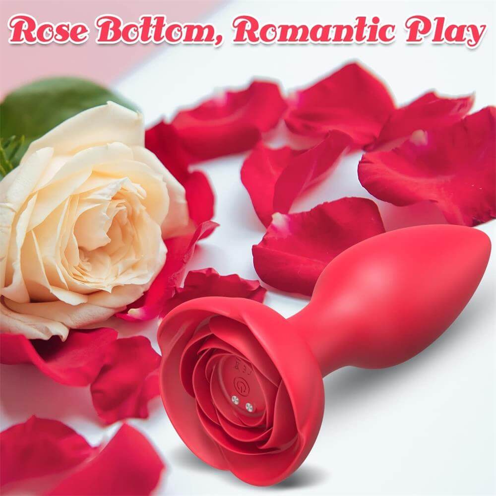 Rose Butt Plug Toy | Red Silicone Butt Plug | Adorime