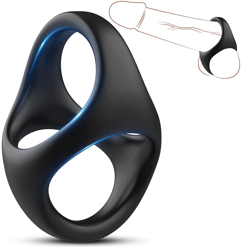 Silicone Penis Ring,3 in 1 Triple Cock Ring,Stretchy Silicone Cock Ring,  for Men or Couples