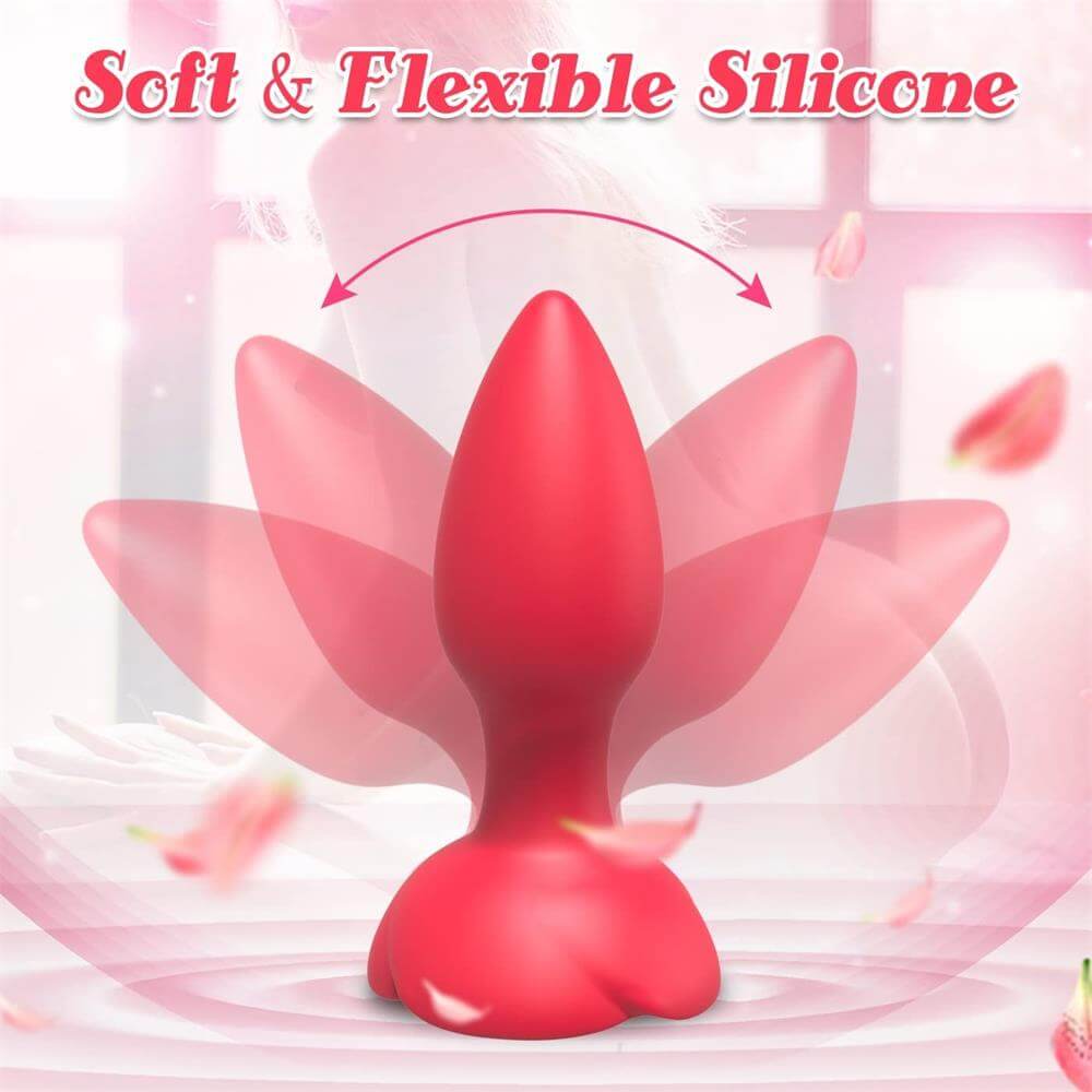 Rose Butt Plug Toy | Red Silicone Butt Plug | Adorime